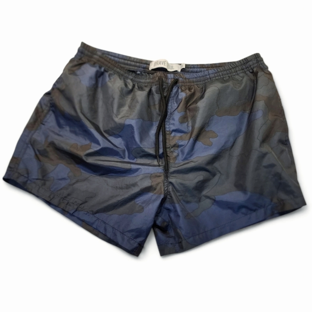 Brave Soul Oklahoma Swim Shorts Khaki Camo Print Trunks
